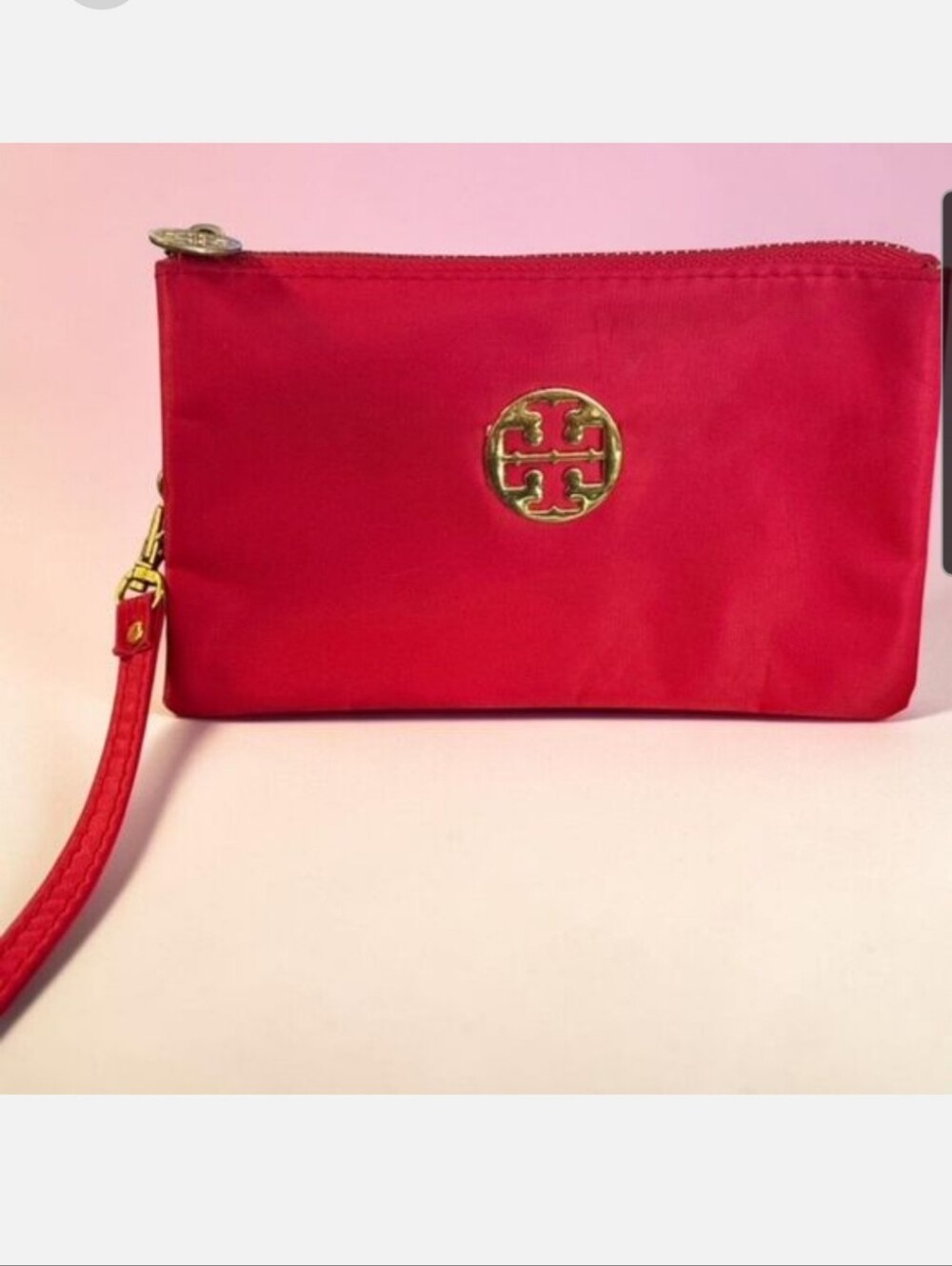 Tory Burch Red Nylon Wristlet, EC, 4x7, Original Msrp $125